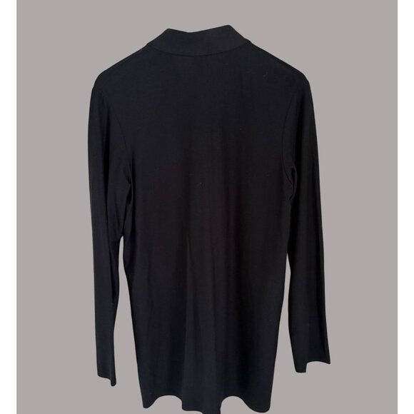 Eileen Fisher Cardigan Sweater minimalist Black Zip-Front Long Sleeve Top PS - Picture 3 of 6